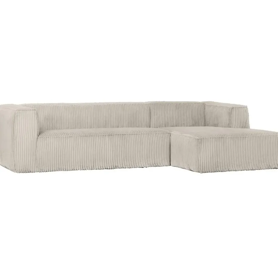 WOOOD Bean Hoekbank Rechts - Ribstof - Naturel - 73x305x96