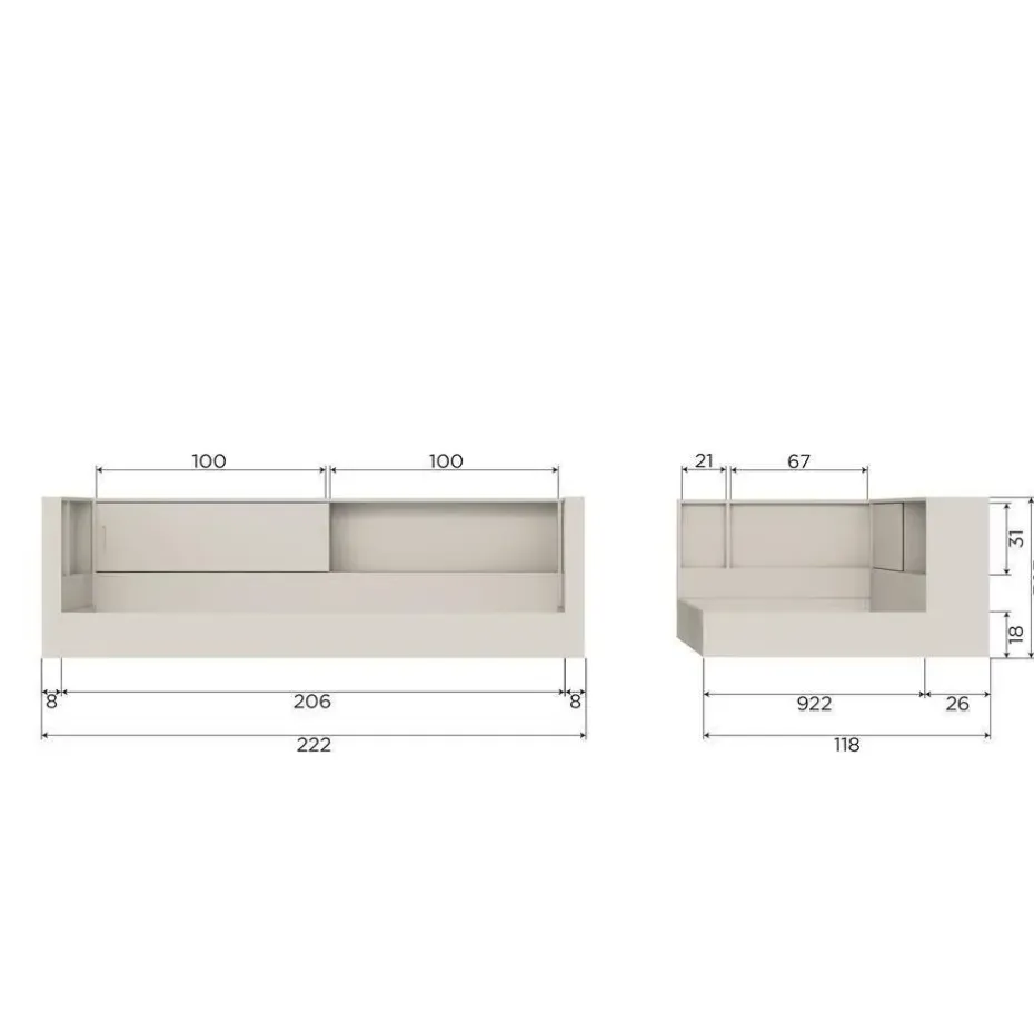 WOOOD Carter Bed - Grenenhout - Dust/Beige - 90x200