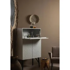 WOOOD Carved Drankkast - Hout - Mist - 146x90x46