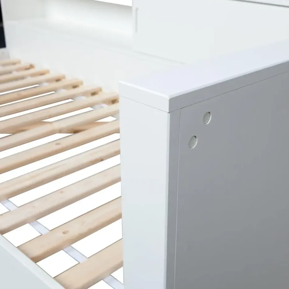 WOOOD Connect Hoekbed - Grenen - Wit - 60x213x118