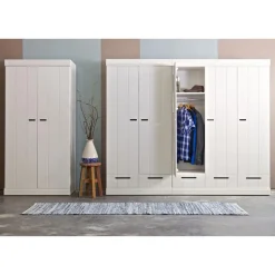 WOOOD Connect Kledingkast 2-Deurs met Lade - Grenen - Wit - 195x94x53