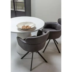 WOOOD Damon Ronde Eettafel - Betonlook - Wit - 76x100x10