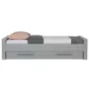 WOOOD Dennis Bed Excl Lade - Grenen - Betongrijs - 53x219x95