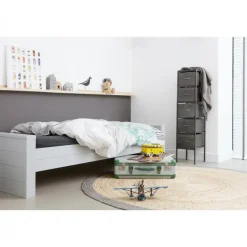 WOOOD Dennis Bed Excl Lade - Grenen - Betongrijs - 53x219x95