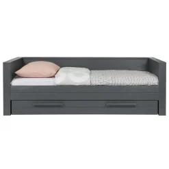 WOOOD Dennis Bed Incl.Bedlade/Lattenrol - Grenen - Staalgrijs -219x95
