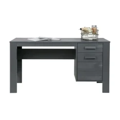 WOOOD Dennis Bureau - Grenen Geborsteld - Staal Grijs - 74x141x59