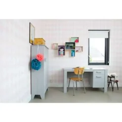 WOOOD Dennis Bureau - Grenen Geborsteld - Betongrijs - 74x141x59