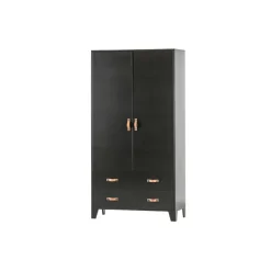 WOOOD Dian Garderobekast - Grenen - Zwart - 180x94x40