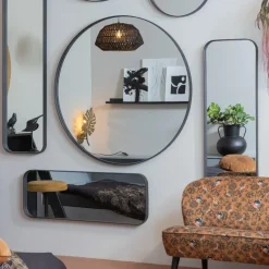 WOOOD Doutzen Spiegel - Metaal - Zwart - 115x115x5