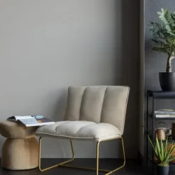 WOOOD Fie Fauteuil - Ribstof - Zand - 77x64x71