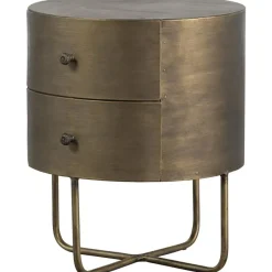 WOOOD Glossy Rond Kastje - Metaal - Antique Brass - 48x39x39