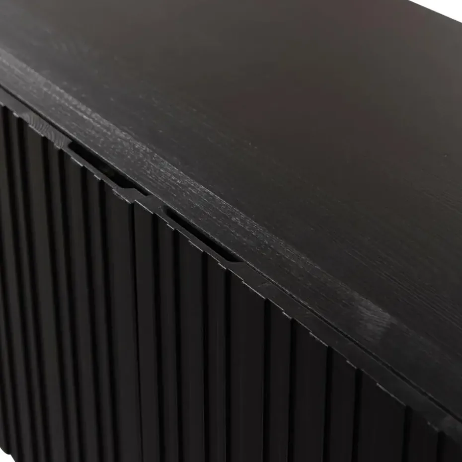 WOOOD Grand Gravure TV Meubel - Grenen - Zwart - 56x180x46