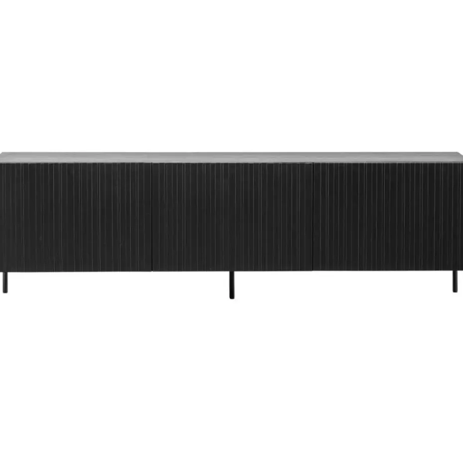 WOOOD Grand Gravure TV Meubel - Grenen - Zwart - 56x180x46