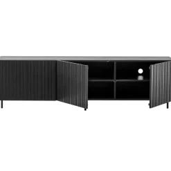 WOOOD Grand Gravure TV Meubel - Grenen - Zwart - 56x180x46