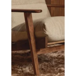 WOOOD Houston Fauteuil - Bouclé/Hout - Naturel - 86x71x71