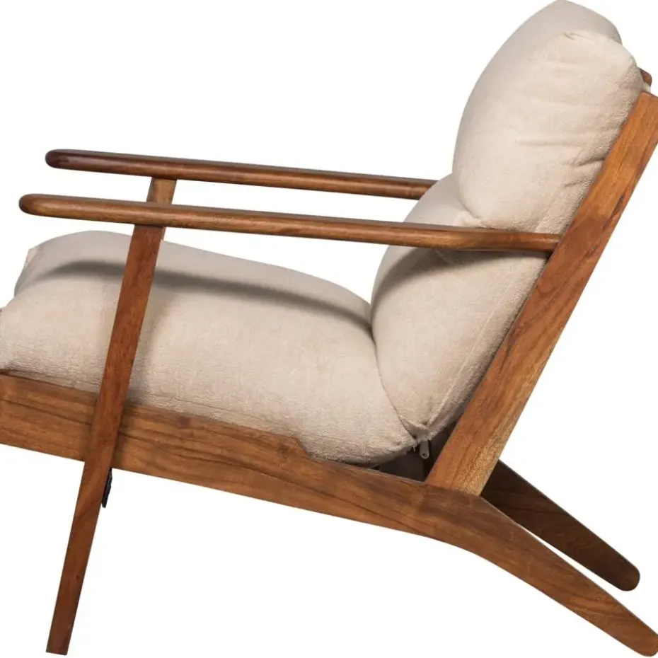 WOOOD Houston Fauteuil - Bouclé/Hout - Naturel - 86x71x71