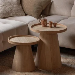 WOOOD Maud Bijzettafel - Hout - Naturel - 50x45x45