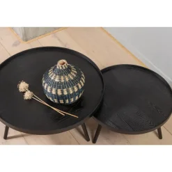 WOOOD Mesa Bijzettafel L - Hout - Zwart - 34xØ60