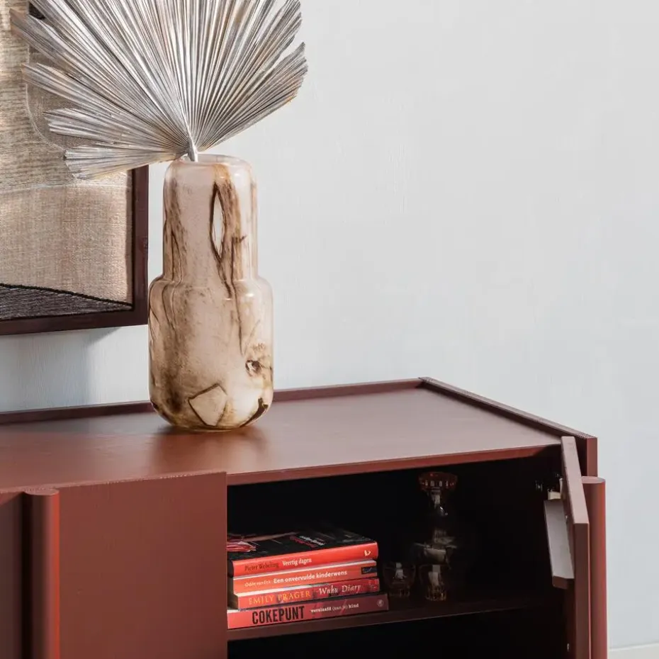 WOOOD Monika Vaas - Handgevormd - Glas - Bruin - 36x16x16