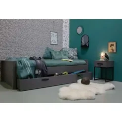 WOOOD Morris Bed Excl Lade - Grenen - Leem - 214x53x95