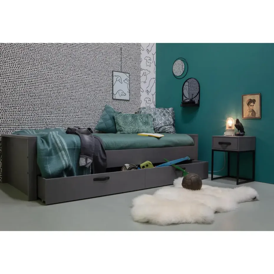 WOOOD Morris Bed Incl. Bedlade/Lattenrol - Grenen - Leem - 90x200