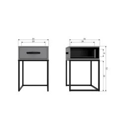 WOOOD Morris Nachtkast - Grenen - Leem - 52x35x35