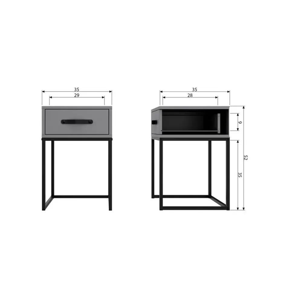 WOOOD Morris Nachtkast - Grenen - Leem - 52x35x35