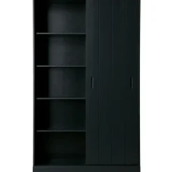 WOOOD Move schuifdeurkast - Grenen - Mat Zwart - 200x120x42