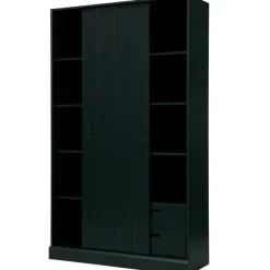 WOOOD Move schuifdeurkast - Grenen - Mat Zwart - 200x120x42