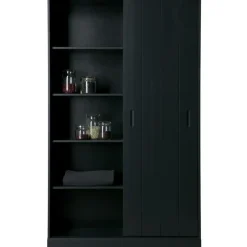 WOOOD Move schuifdeurkast - Grenen - Mat Zwart - 200x120x42