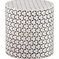 WOOOD Neva Sidetable - Bone Inlay - Zwart/Wit - 40x37x37