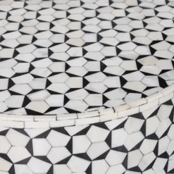 WOOOD Neva Sidetable - Bone Inlay - Zwart/Wit - 40x37x37