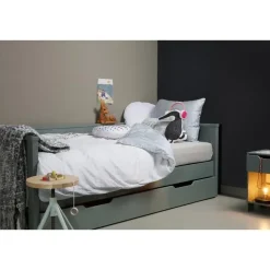 WOOOD Nikki Bedbank Incl Bedlade - Grenen - Groen - 208x100