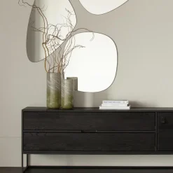 WOOOD Philou Spiegel - Glas/Metaal - Zwart - 80x50x0,5