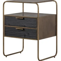 WOOOD Polite Nachtkastje - Metaal/hout - Antique Brass - 62x45x38