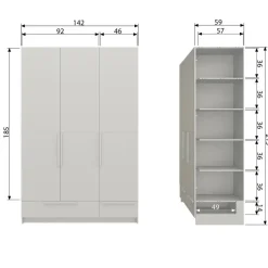 WOOOD Pure 3-deurs Hang/Legkast Splitdeur - Grenen - Dust - 215x142x60