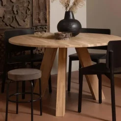 WOOOD Rhonda Eettafel - Rond - Eiken - Naturel - Ø129 cm