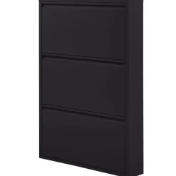 WOOOD Sabine 3-Vaks Schoenenkast - Metaal - Zwart - 103x66x16