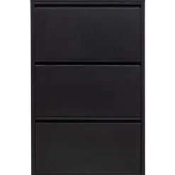 WOOOD Sabine 3-Vaks Schoenenkast - Metaal - Zwart - 103x66x16