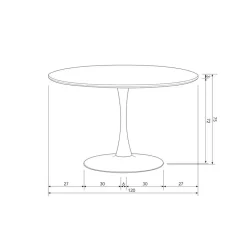 WOOOD Sammy Ronde Eettafel - MDF/staal - Zwart - 75x120x120
