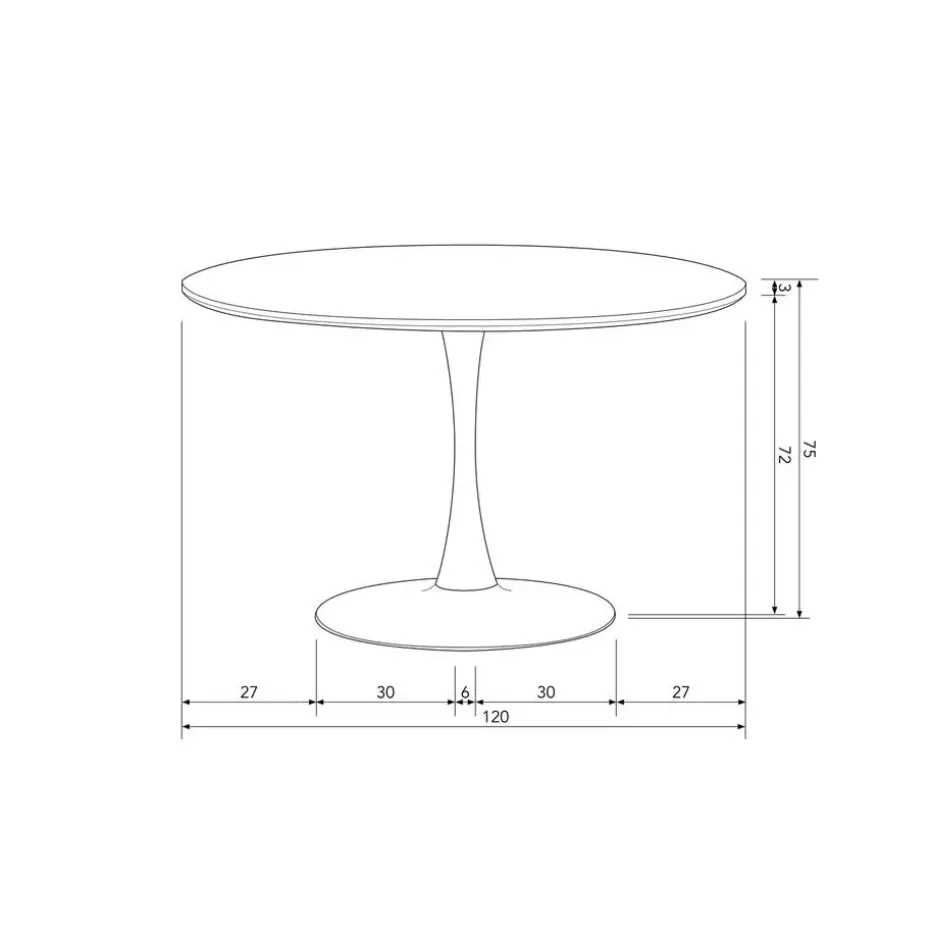 WOOOD Sammy Ronde Eettafel - MDF/staal - Zwart - 75x120x120