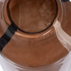 WOOOD Selena Vaas Met Streep - Glas - Bruin - 35x18x18