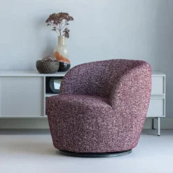 WOOOD Serra Draaifauteuil - Melange Stof - Bordeauxrood - 68x70x77
