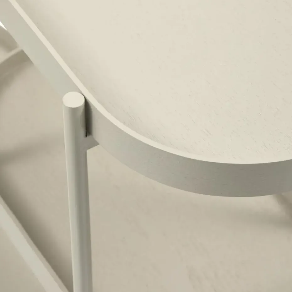 WOOOD Sidetable Noan - Hout/Metaal - Beige - 80x90x28