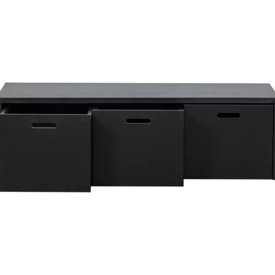 WOOOD Silke Kistbank Met Lades - Grenen - Diepzwart - 36x120x50