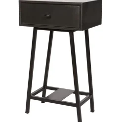 WOOOD Skybox Sidetable - Hout/Metaal - Zwart - 70x45x30