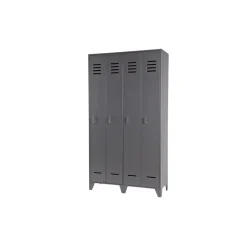 WOOOD Stijn Kledingkast 2-Deurs - Grenen - Staal Grijs - 103x187x40