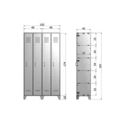 WOOOD Stijn Kledingkast 2-Deurs - Grenen - Staal Grijs - 103x187x40