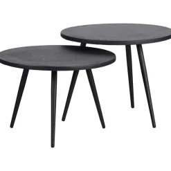 WOOOD Suze Bijzettafels - Hout/metaal - Zwart - Set van 2