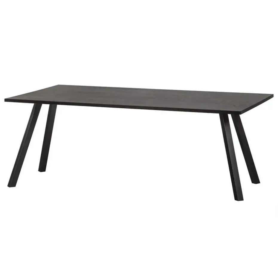 WOOOD Tablo Tafel met 2-stand Poot - Eiken/Metaal - Zwart - 75x220x90